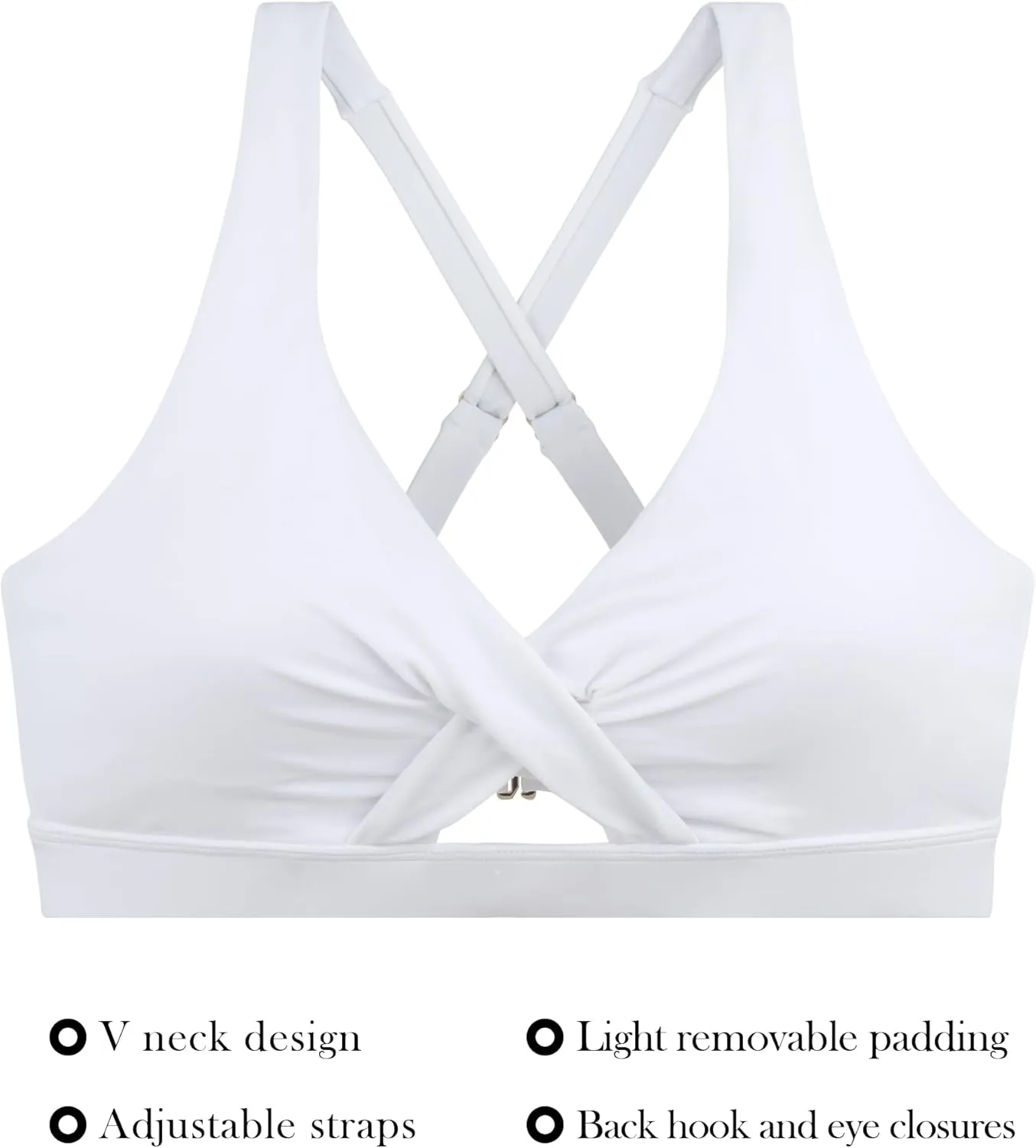 RELLECIGA Women’s Bikini Top Push Up Padded Swim Top V Neck Bathing Suit Tops