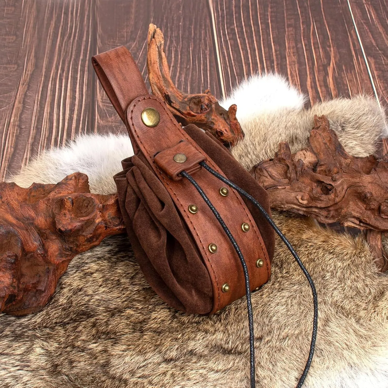 Renaissance Belt Pouch Purse Viking Bracer Hook Halloween Set Medieval Festival Costume Accessory Casual Fanny Pack Waist Bag