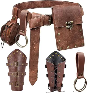 Renaissance Belt Pouch Purse Viking Bracer Hook Halloween Set Medieval Festival Costume Accessory Casual Fanny Pack Waist Bag