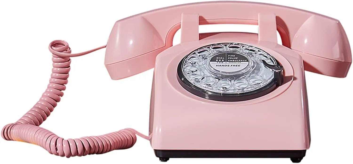 Retro Corded Phone Rotary Dial Telephone Retro Old Fashioned Landline Phones Corded Phone with Hands Free and