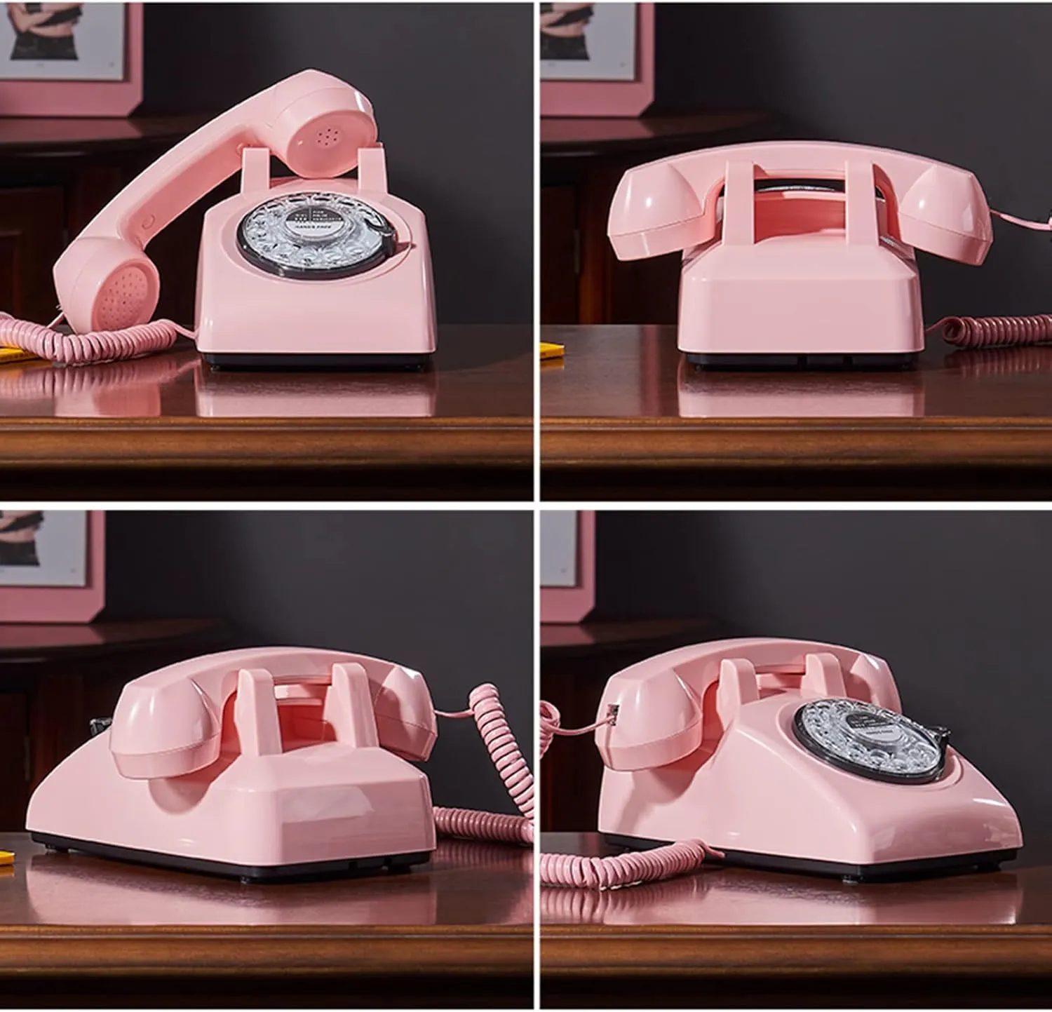 Retro Corded Phone Rotary Dial Telephone Retro Old Fashioned Landline Phones Corded Phone with Hands Free and