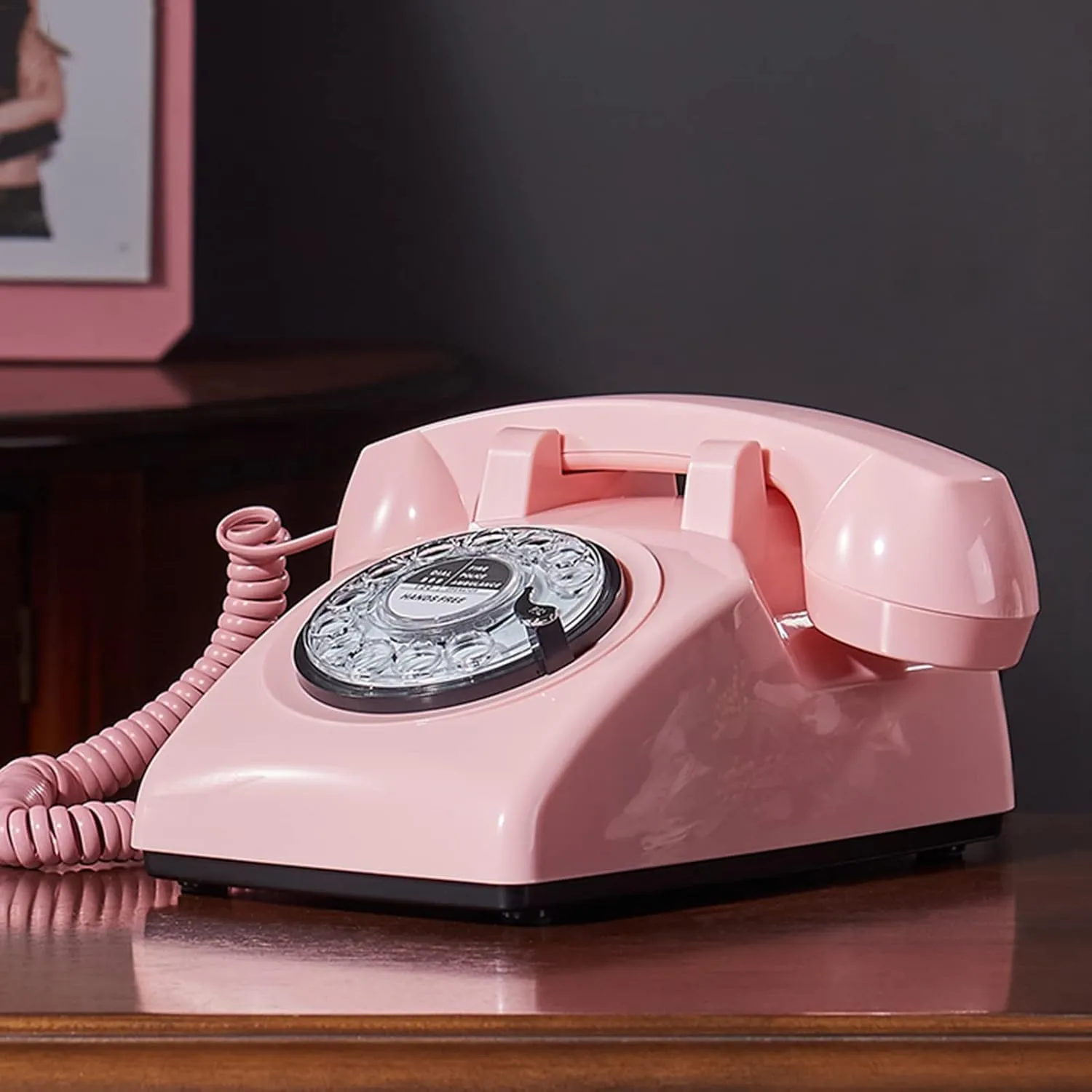 Retro Corded Phone Rotary Dial Telephone Retro Old Fashioned Landline Phones Corded Phone with Hands Free and