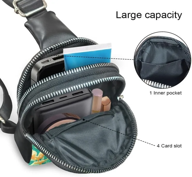 Retro Hot Air Balloon Small Crossbody Bag Cell Phone Purse for Women, Rainbow Stripes Balloons Print Fanny Packs PU Leather Sling Chest Bags for Travel Work