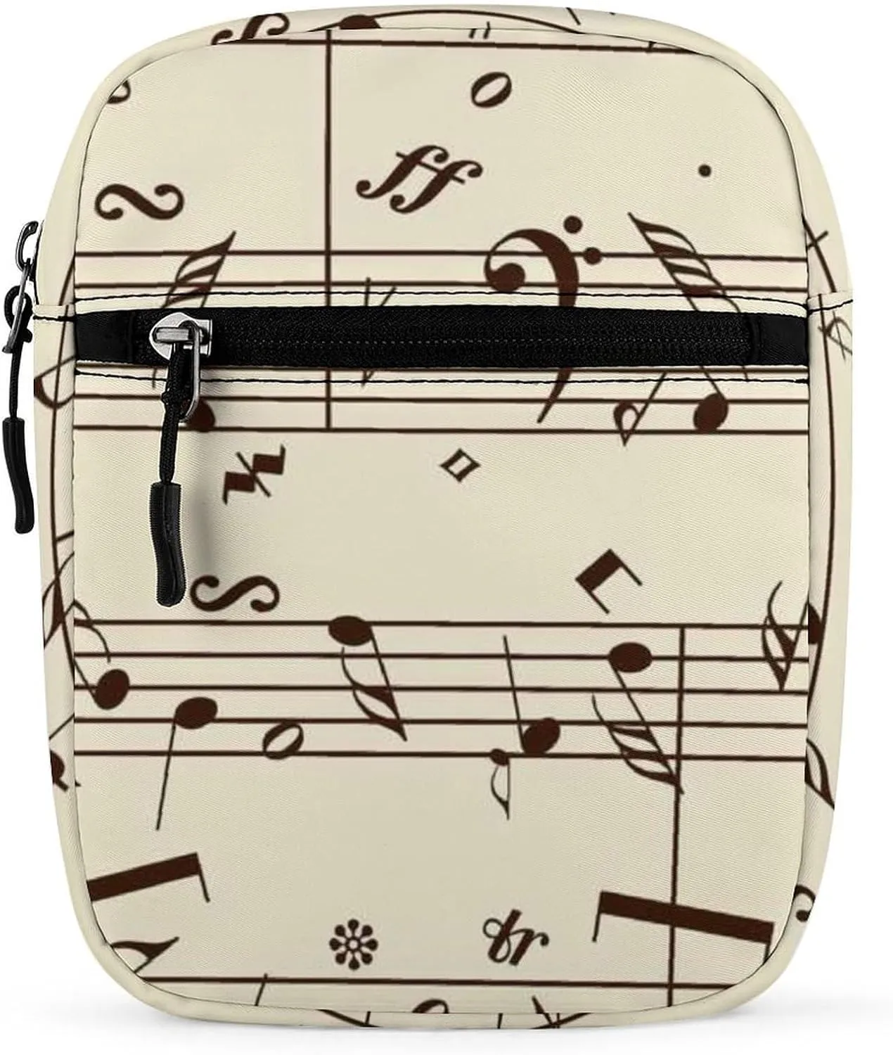Retro Music Notes Black Ink Hand Drawn icons Artistic Style Adjustable Fanny Waist Pack Pouch, Waterproof Crossbody Runners Bag Wallet for Gym Hiking Fitness Women Men 6.1 x 2.2 x 7.9 inch
