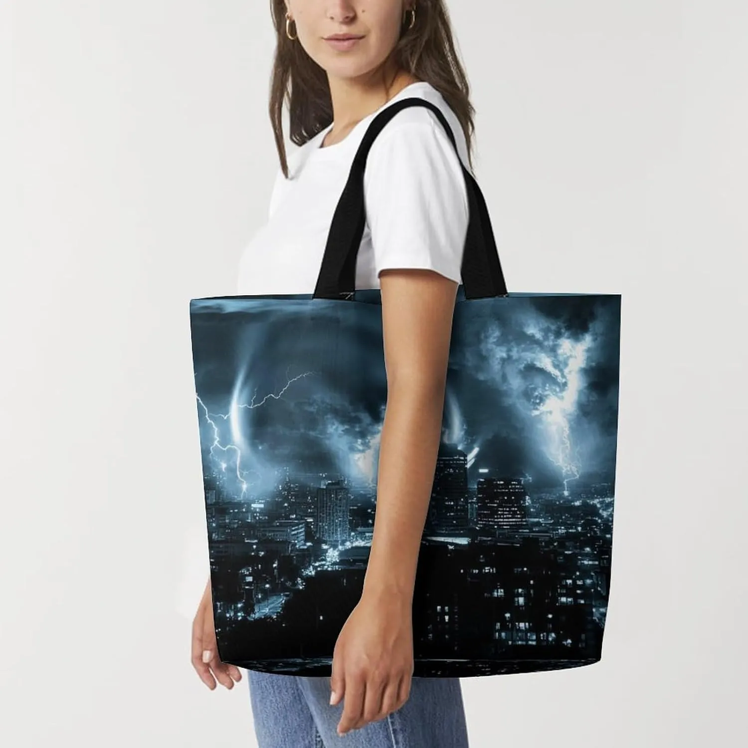 Reusable Grocery Bag for Women, Portable Large Shopping Storage Bag Casual Shoulder Handbags
