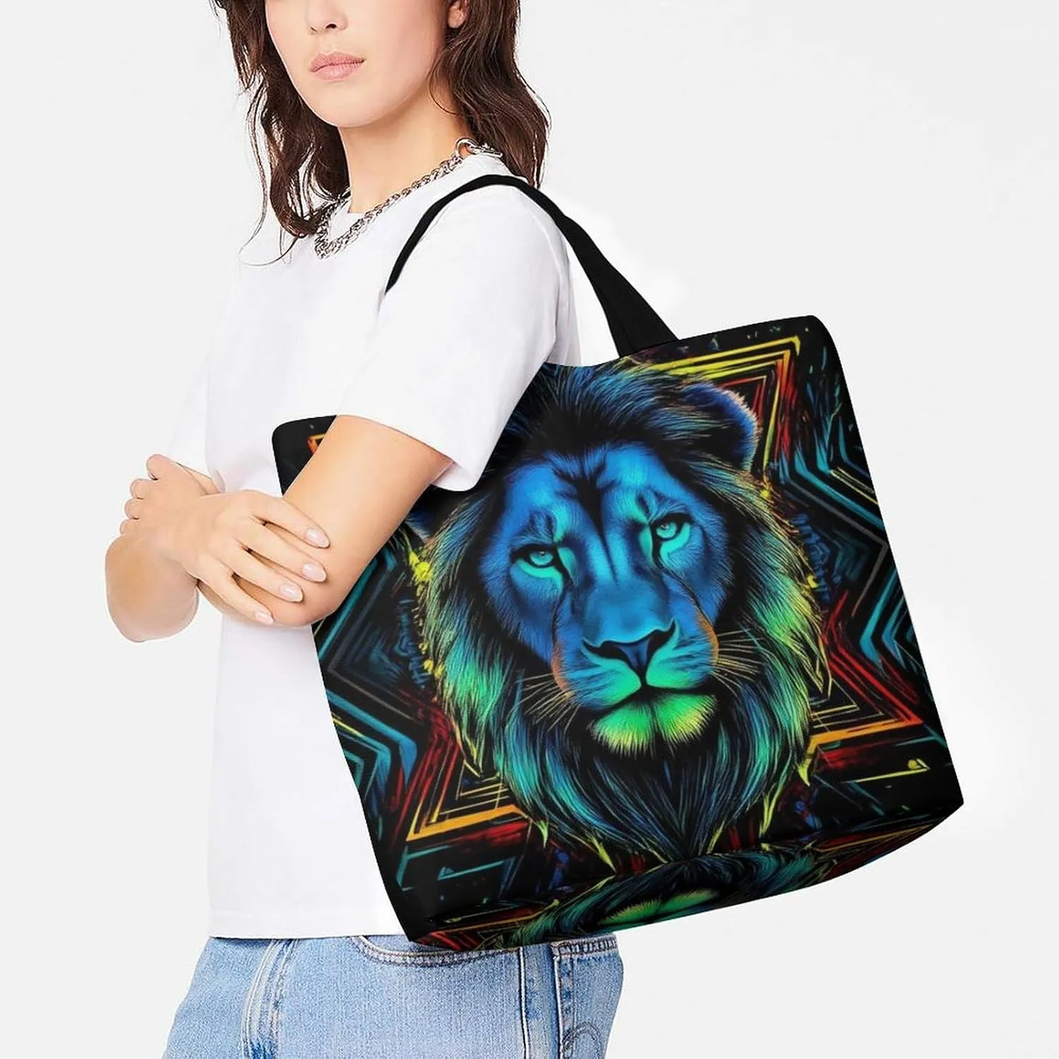Reusable Grocery Bag for Women, Portable Large Shopping Storage Bag Casual Shoulder Handbags