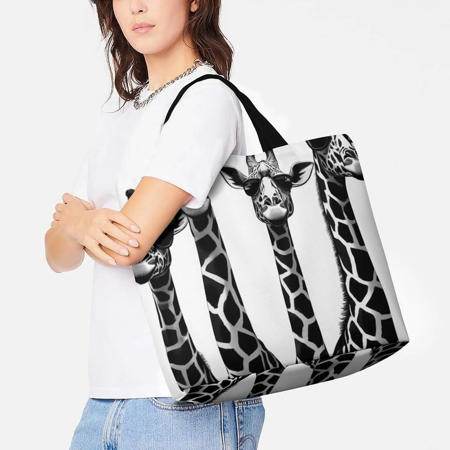 Reusable Shoulder Bag for Women, Portable Large Grocery Shopping Bags Casual Tote Bag