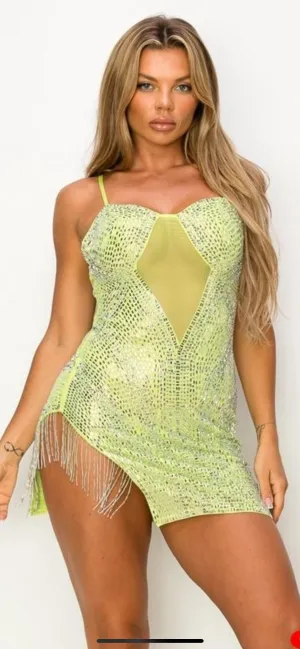 RHINESTONE SPARKLING MINI SEXY DRESS