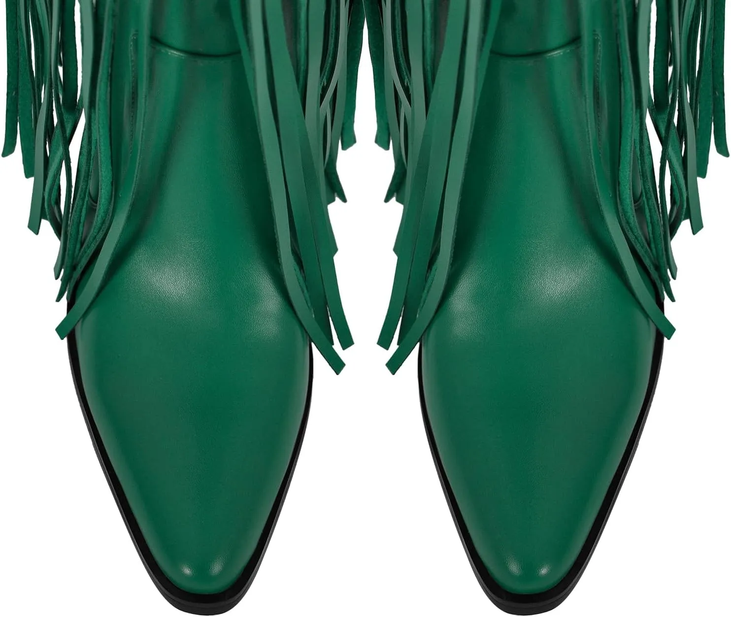 richealnini Fringe Thigh High Boots with Tassels Western Cowboy Boots Zip Up Wide Calf Sock Booties