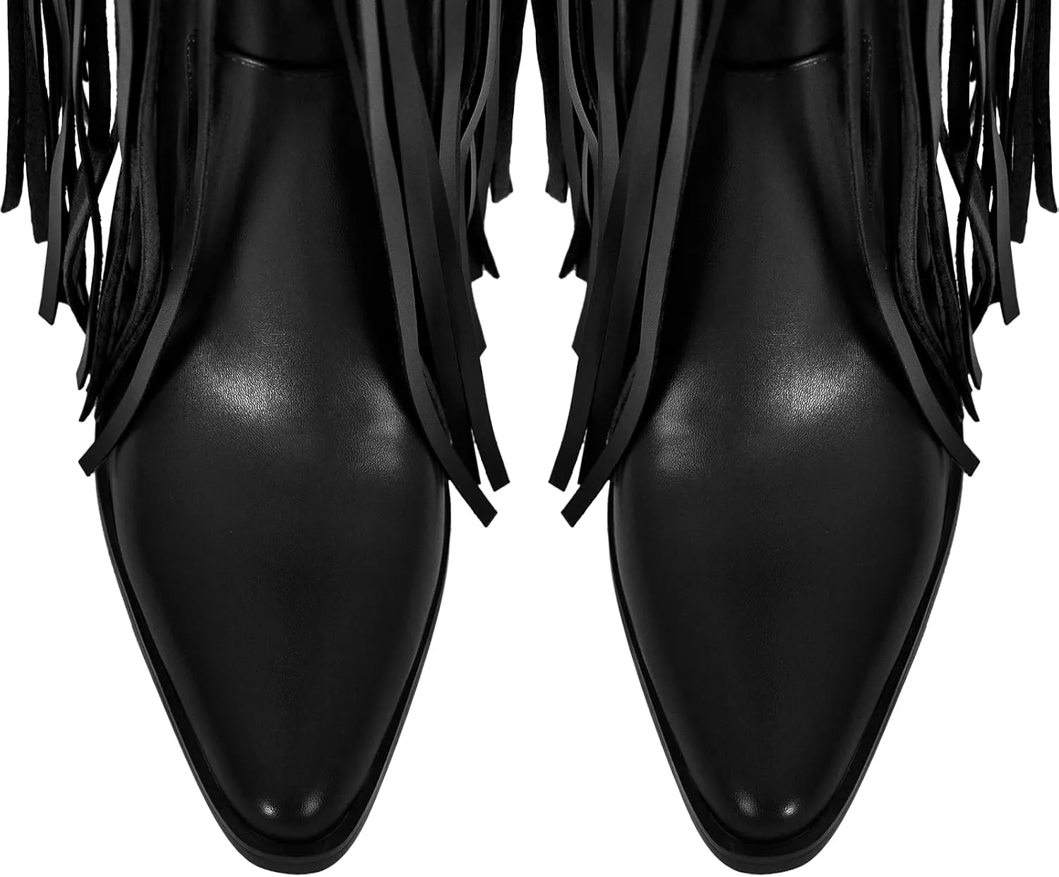 richealnini Fringe Thigh High Boots with Tassels Western Cowboy Boots Zip Up Wide Calf Sock Booties
