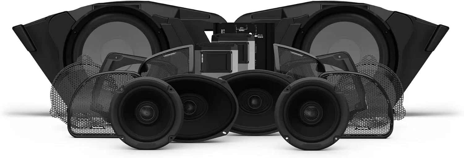 Rockford Fosgate HD14-STG5 Fairing Speakers, Saddlebag Speakers, Saddlebag Subwoofers, and 1,600-Watt Amplifier Kit for Select 2014  Harley Davidson Road Glide & Street Glide Motorcycles