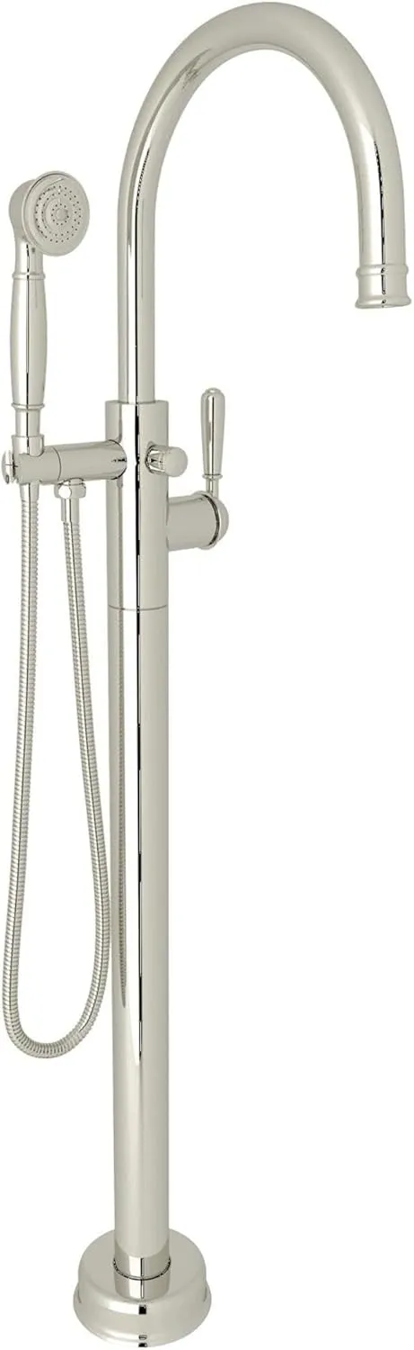 Rohl TTD06HF1LM Rohl Floor Mounted Tub Filler with Built-In Diverter - Includes Hand Shower - Polished Nickel