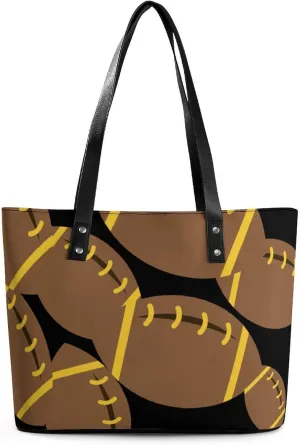 Rugby American Football Women's Tote Shoulder Bag Handbag Top Handle Leather 29 * 34 * 14cm