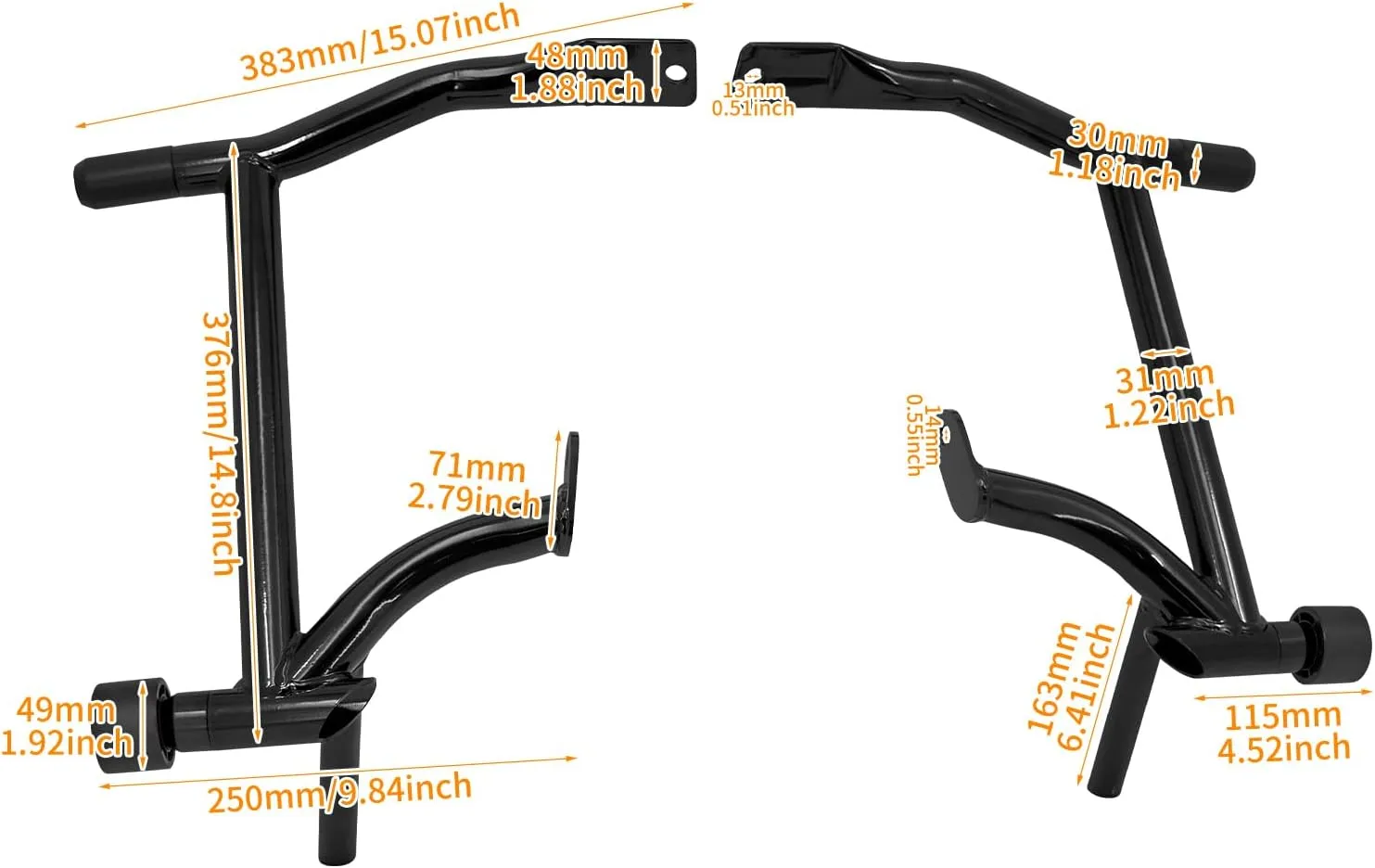 Saddle Bag Guards Crash Bars Fit for Harley Touring Electra Glide FLHT Street Glide FLHX Road Glide FLTRX Road King FLHR 2009-2025 (Decorative Wheel Black)
