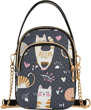 Safari Cats Cute Cartoon trendy crossbody fanny pack for women with multi pockets hand bag for work