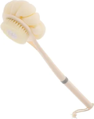 SAFIGLE 1pc Long Handled Shower Ball Scrubber Dual Sided Bath Brush for Back Cleansing Exfoliation Rich Bubbles for Comfortable Shower Experience