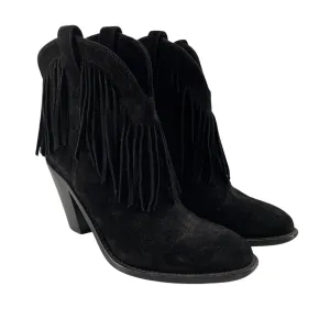 SAINT LAURENT/Ankle Boots/EU 36.5/Leather/BLK/FRINGE DETAIL