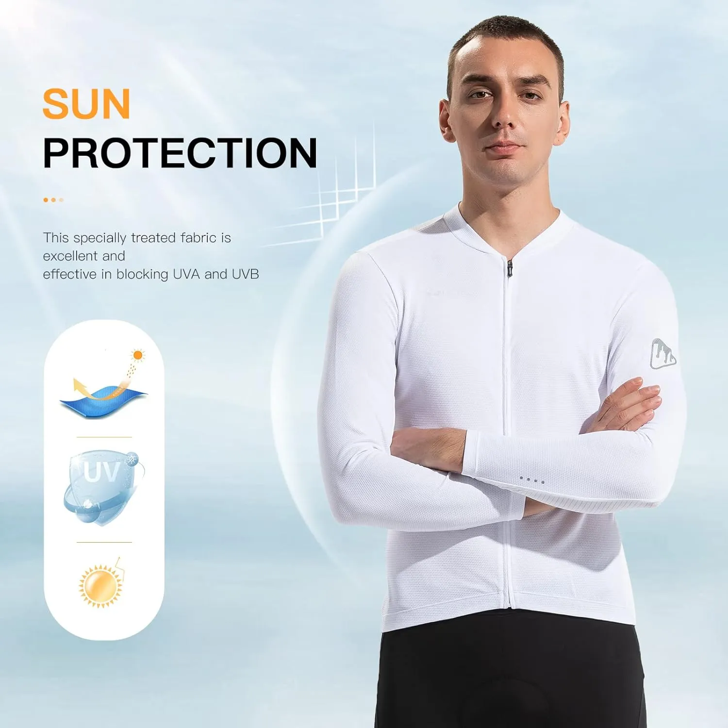 Santic Men's Cycling Jersey Long Sleeve Top Road Bike Shirt Full Zipper UPF 50  MTB Jersey with Pockets