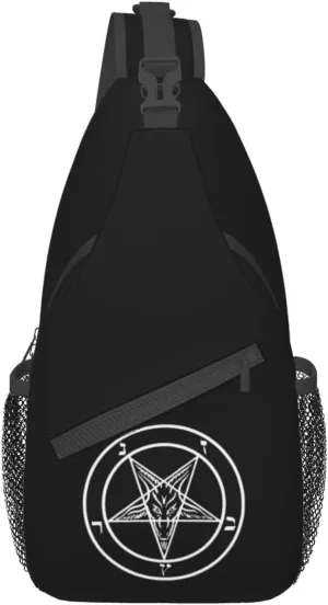 Satanism Storm Goat Pentagram Satan Sling Backpack Travel Crossbody Casual Chest Shoulder Bag Fashion Fanny Pack