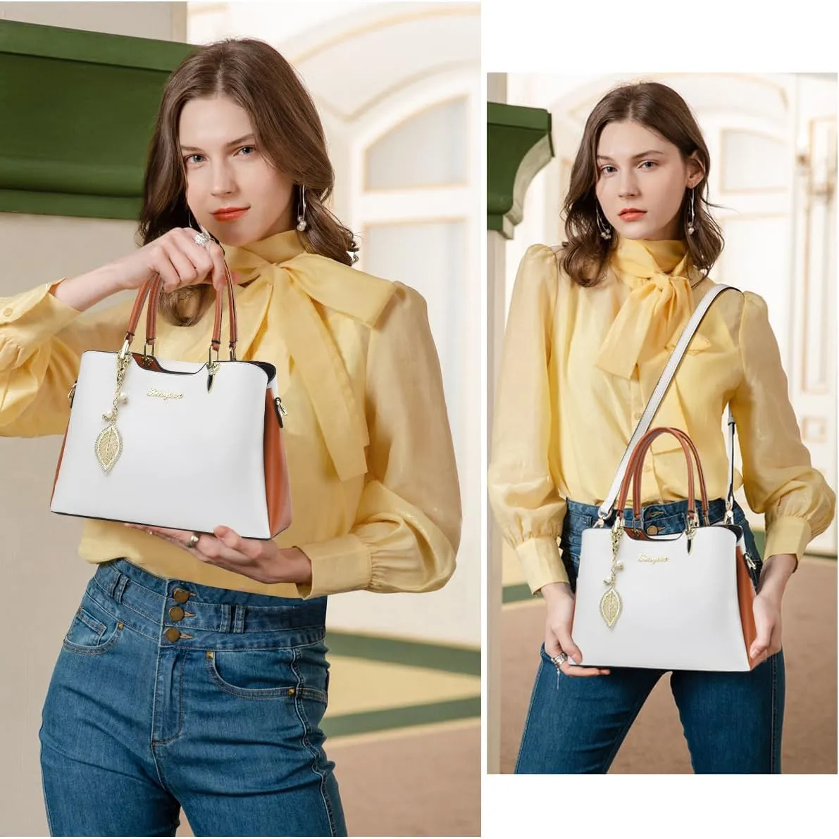 Satchel Purses and Handbags for Women PU Leather Tote Top Handle Shoulder Bags Ladies Crossbody Bags