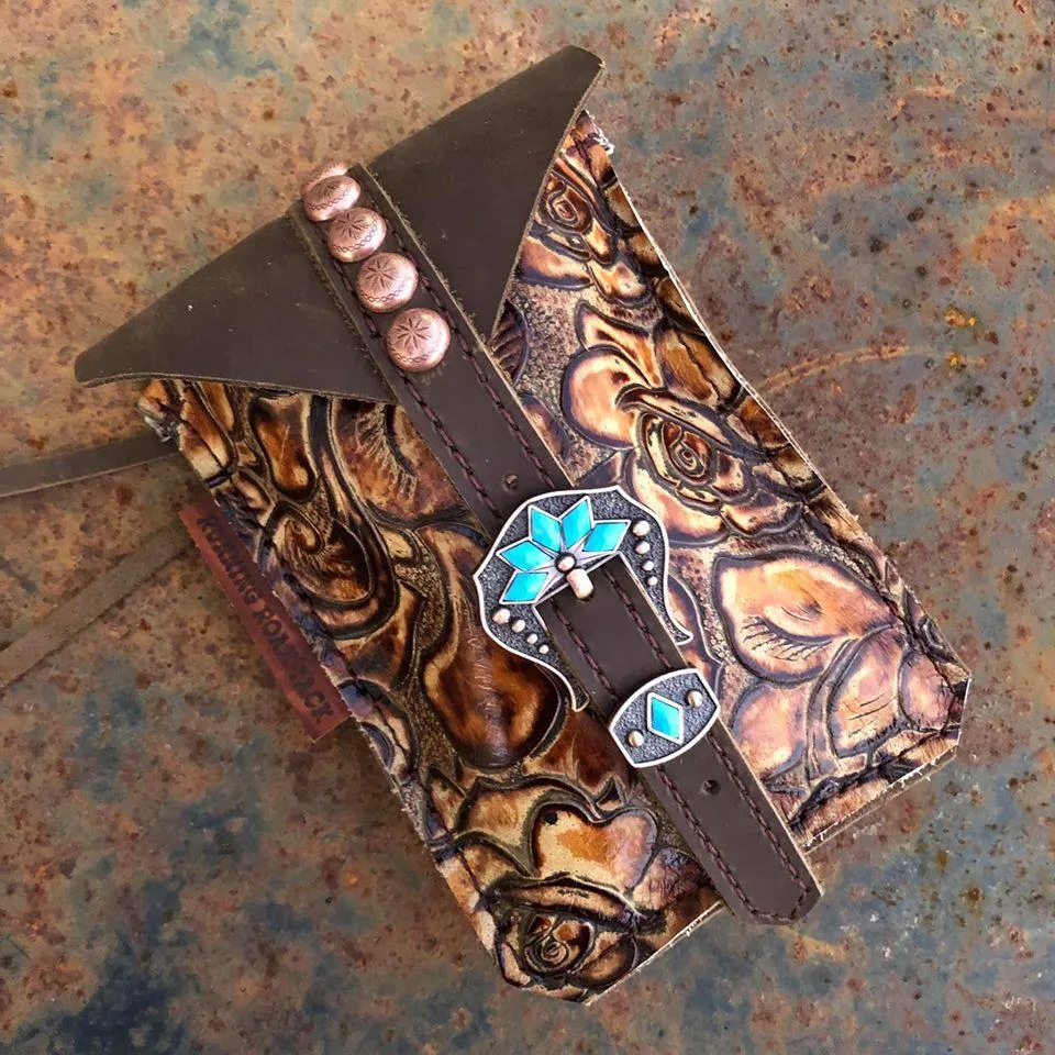 Savannah Rose Mini Saddle Bag with Your Choice of Buckle and Fringe for Phone, Keys, Roping Powder, etc