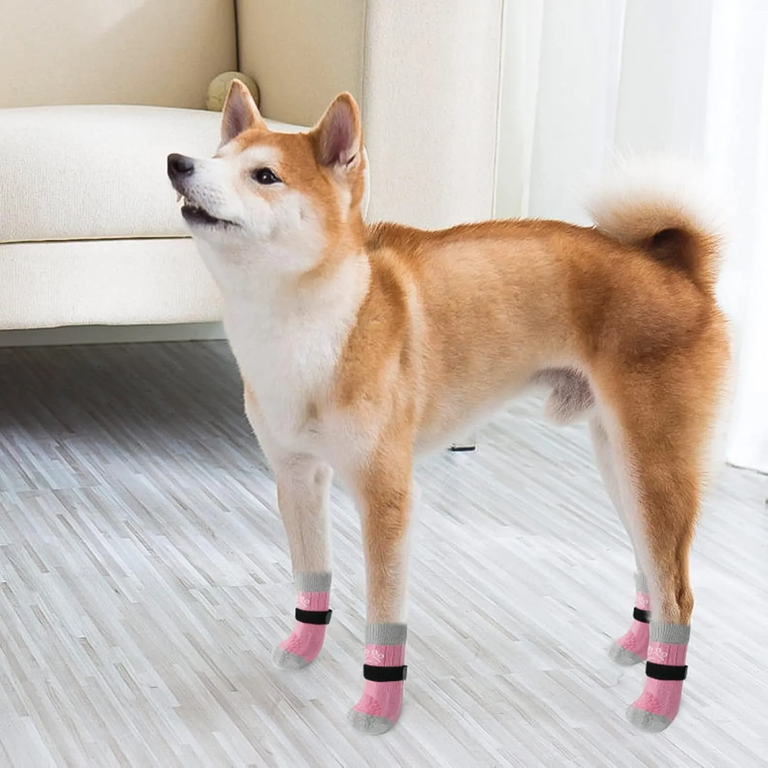SCENEREAL Anti-Slip Dog Socks to Prevent Licking Paws, Dog Shoes for Hot/Cold Pavement, Dog Boots & Paw Protectors with Grippers for Hardwood Floors, Dog Booties for Small Medium Large Senior Dogs