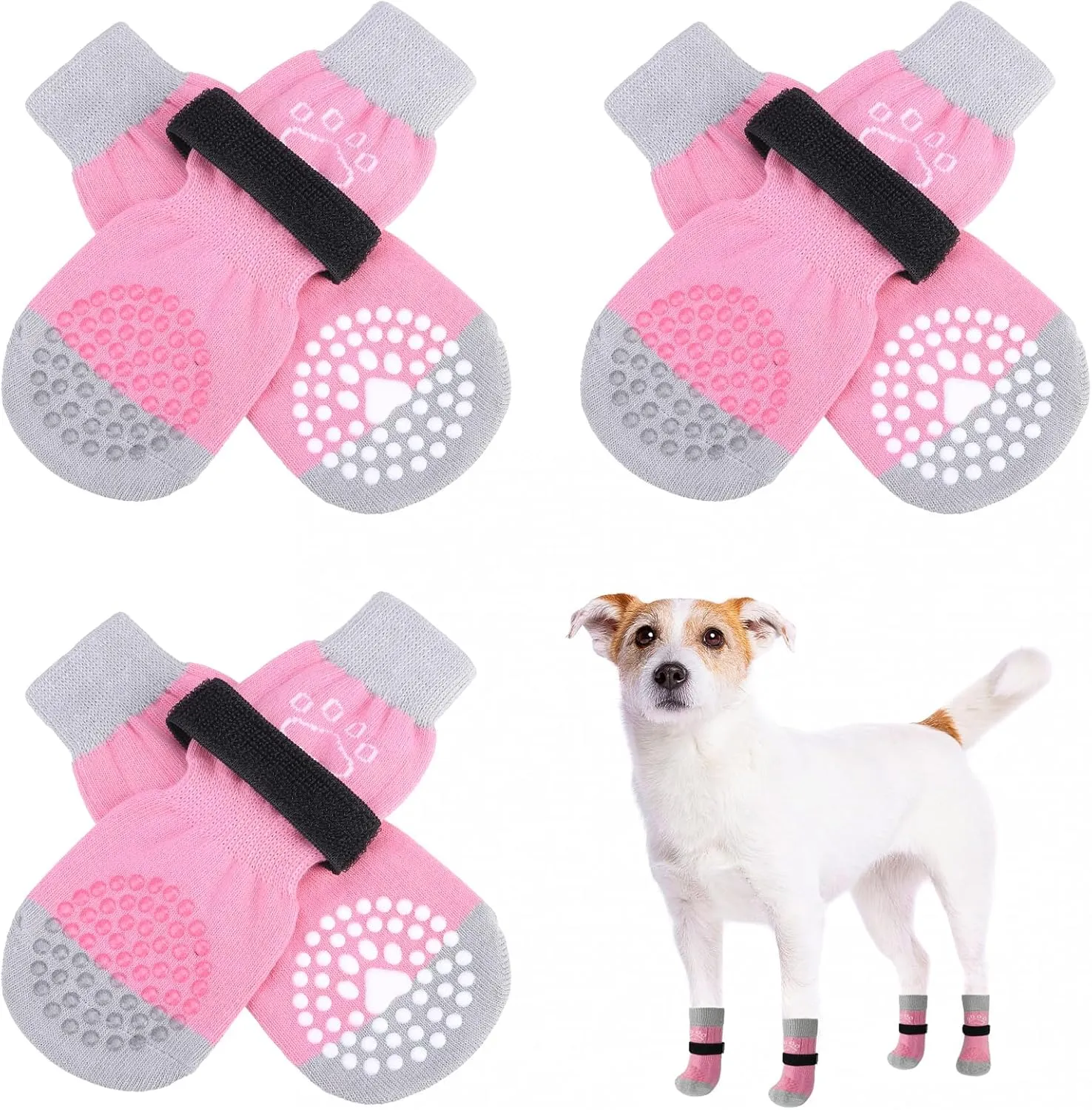 SCENEREAL Anti-Slip Dog Socks to Prevent Licking Paws, Dog Shoes for Hot/Cold Pavement, Dog Boots & Paw Protectors with Grippers for Hardwood Floors, Dog Booties for Small Medium Large Senior Dogs