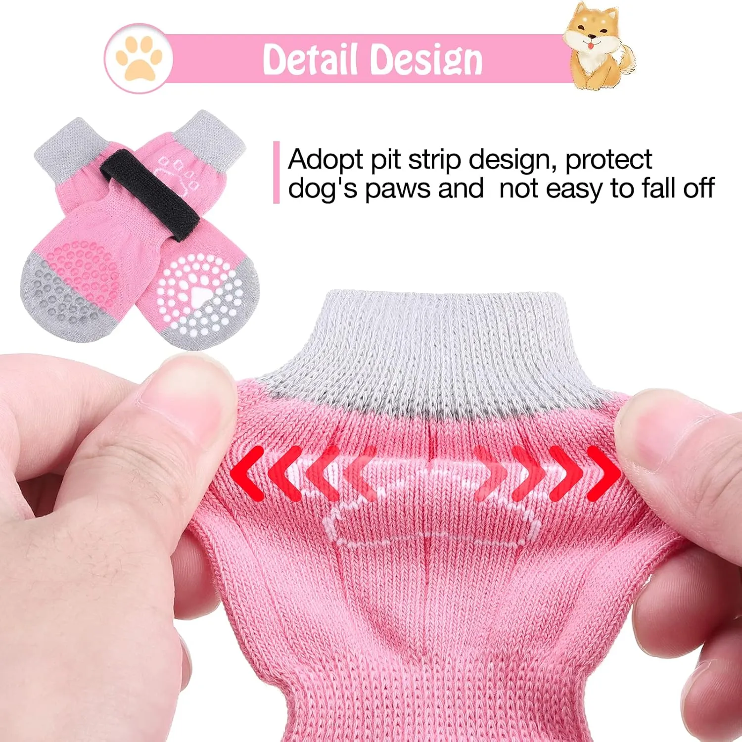 SCENEREAL Anti-Slip Dog Socks to Prevent Licking Paws, Dog Shoes for Hot/Cold Pavement, Dog Boots & Paw Protectors with Grippers for Hardwood Floors, Dog Booties for Small Medium Large Senior Dogs