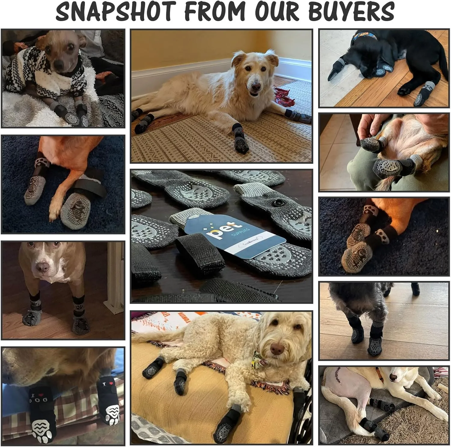 SCENEREAL Anti-Slip Dog Socks to Prevent Licking Paws, Dog Shoes for Hot/Cold Pavement, Dog Boots & Paw Protectors with Grippers for Hardwood Floors, Dog Booties for Small Medium Large Senior Dogs
