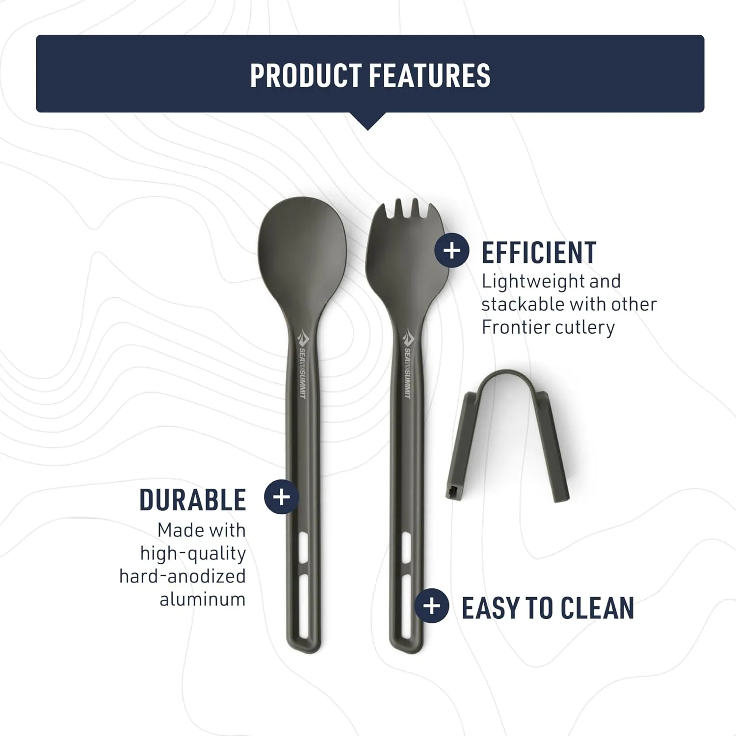 Sea to Summit Frontier Ultralight Cutlery Set, Long Handle Spoon and Spork