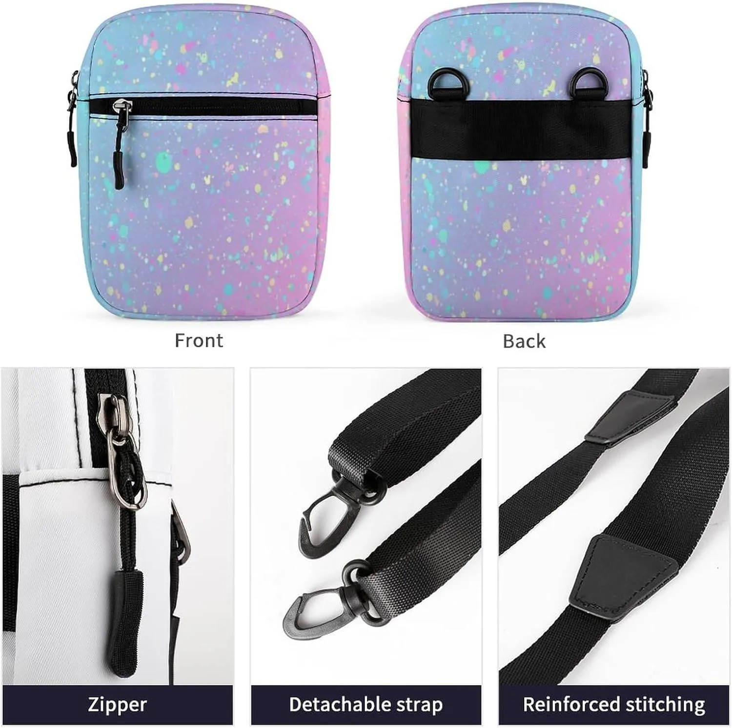 Seamless Colorful Rainbow Spots with Multicolored Background Adjustable Fanny Waist Pack Pouch, Waterproof Crossbody Runners Bag Wallet for Gym Hiking Fitness Women Men 6.1 x 2.2 x 7.9 inch
