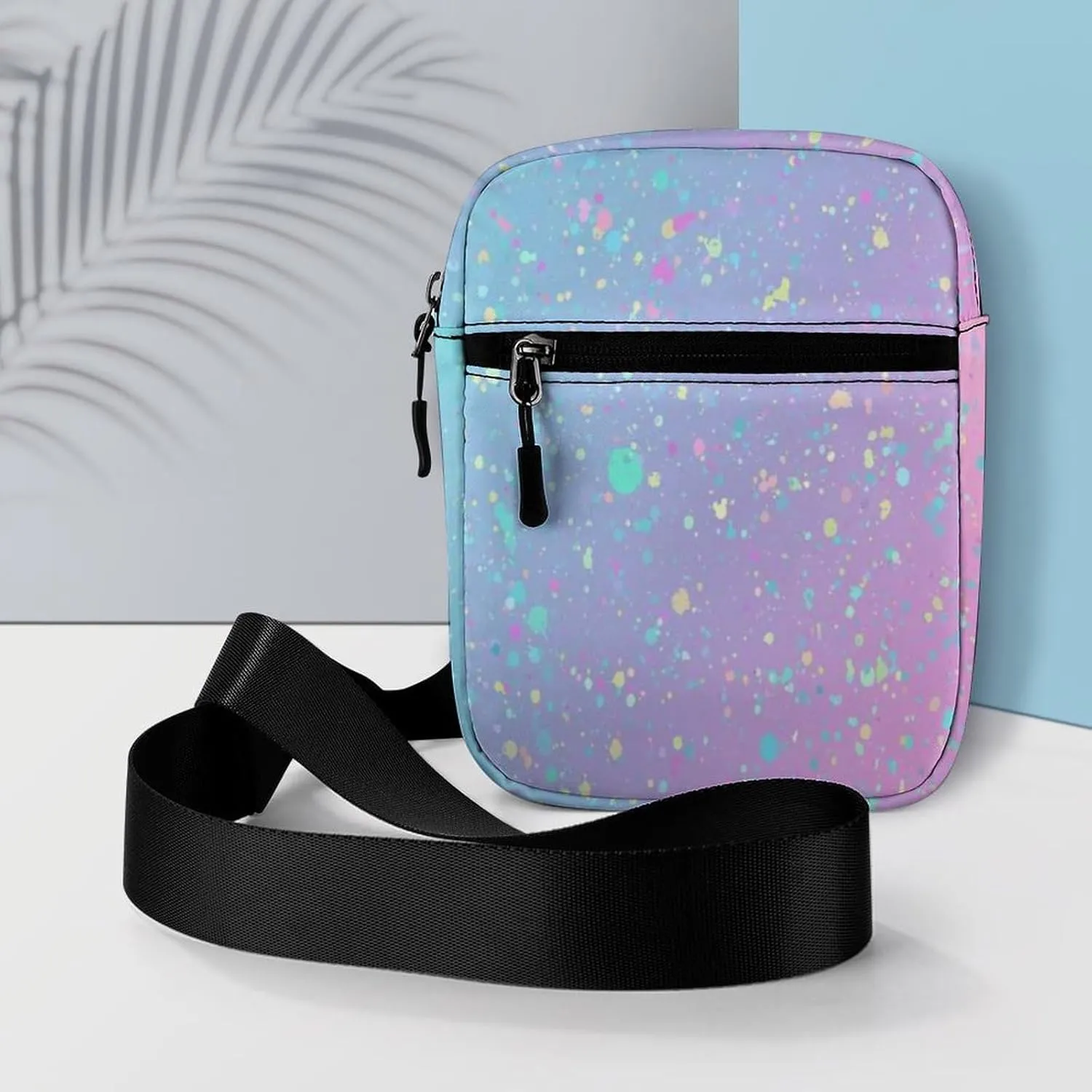 Seamless Colorful Rainbow Spots with Multicolored Background Adjustable Fanny Waist Pack Pouch, Waterproof Crossbody Runners Bag Wallet for Gym Hiking Fitness Women Men 6.1 x 2.2 x 7.9 inch