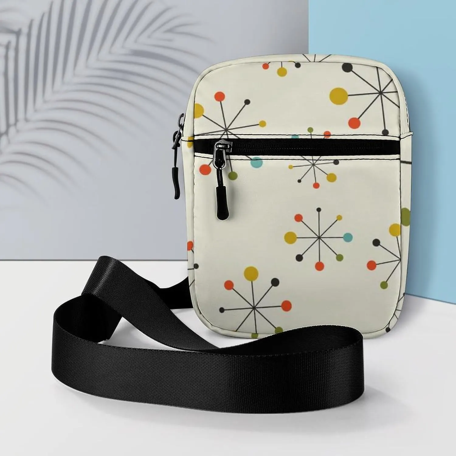 Seamless Dots Mid Century Abstract Geometric Colorful Adjustable Fanny Waist Pack Pouch, Waterproof Crossbody Runners Bag Wallet for Gym Hiking Fitness Women Men 6.1 x 2.2 x 7.9 inch