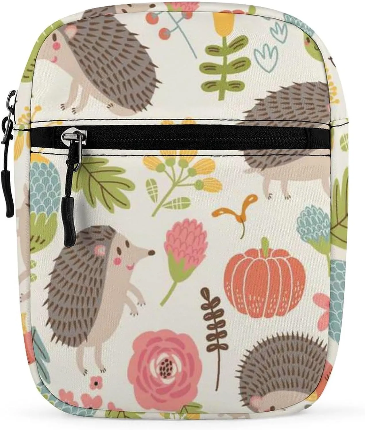 Seamless Forest Hedgehogs Herbs with Flowers Green Leaves Snails Adjustable Fanny Waist Pack Pouch, Waterproof Crossbody Runners Bag Wallet for Gym Hiking Fitness Women Men 6.1 x 2.2 x 7.9 inch