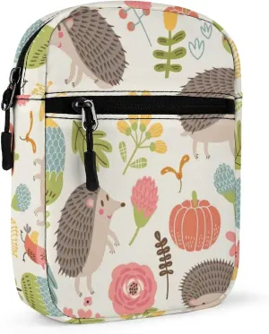 Seamless Forest Hedgehogs Herbs with Flowers Green Leaves Snails Adjustable Fanny Waist Pack Pouch, Waterproof Crossbody Runners Bag Wallet for Gym Hiking Fitness Women Men 6.1 x 2.2 x 7.9 inch