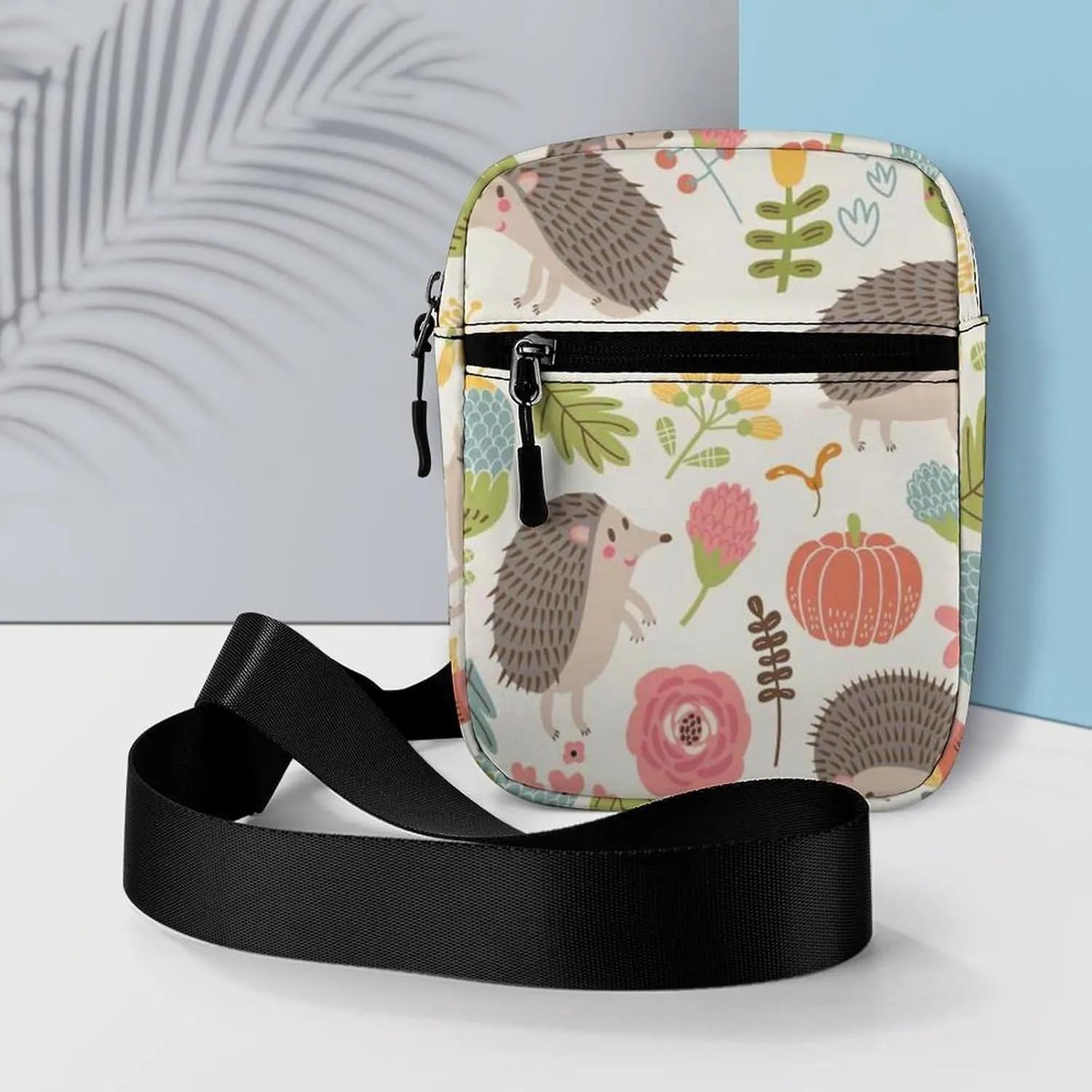 Seamless Forest Hedgehogs Herbs with Flowers Green Leaves Snails Adjustable Fanny Waist Pack Pouch, Waterproof Crossbody Runners Bag Wallet for Gym Hiking Fitness Women Men 6.1 x 2.2 x 7.9 inch