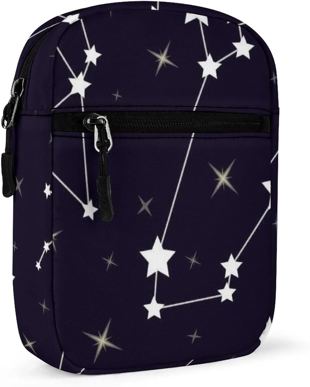 Seamless Pattern with Constellations Black Space with White Stars Adjustable Fanny Waist Pack Pouch, Waterproof Crossbody Runners Bag Wallet for Gym Hiking Fitness Women Men 6.1 x 2.2 x 7.9 inch