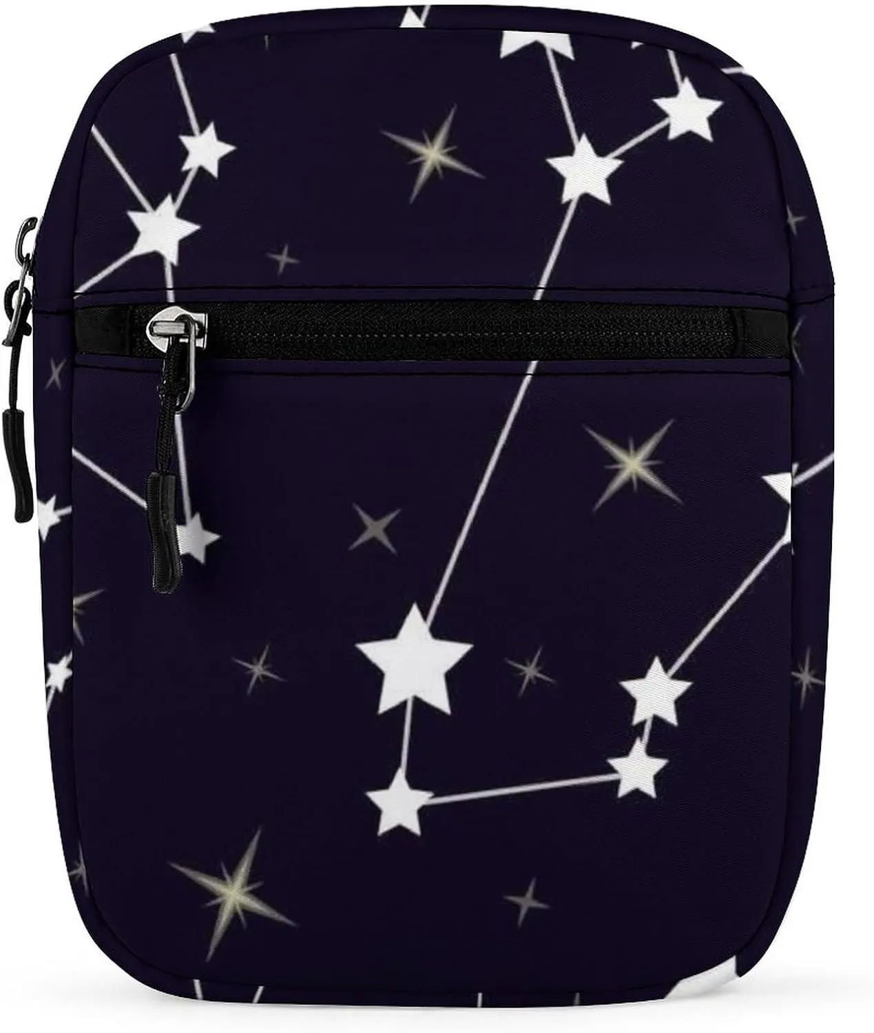 Seamless Pattern with Constellations Black Space with White Stars Adjustable Fanny Waist Pack Pouch, Waterproof Crossbody Runners Bag Wallet for Gym Hiking Fitness Women Men 6.1 x 2.2 x 7.9 inch