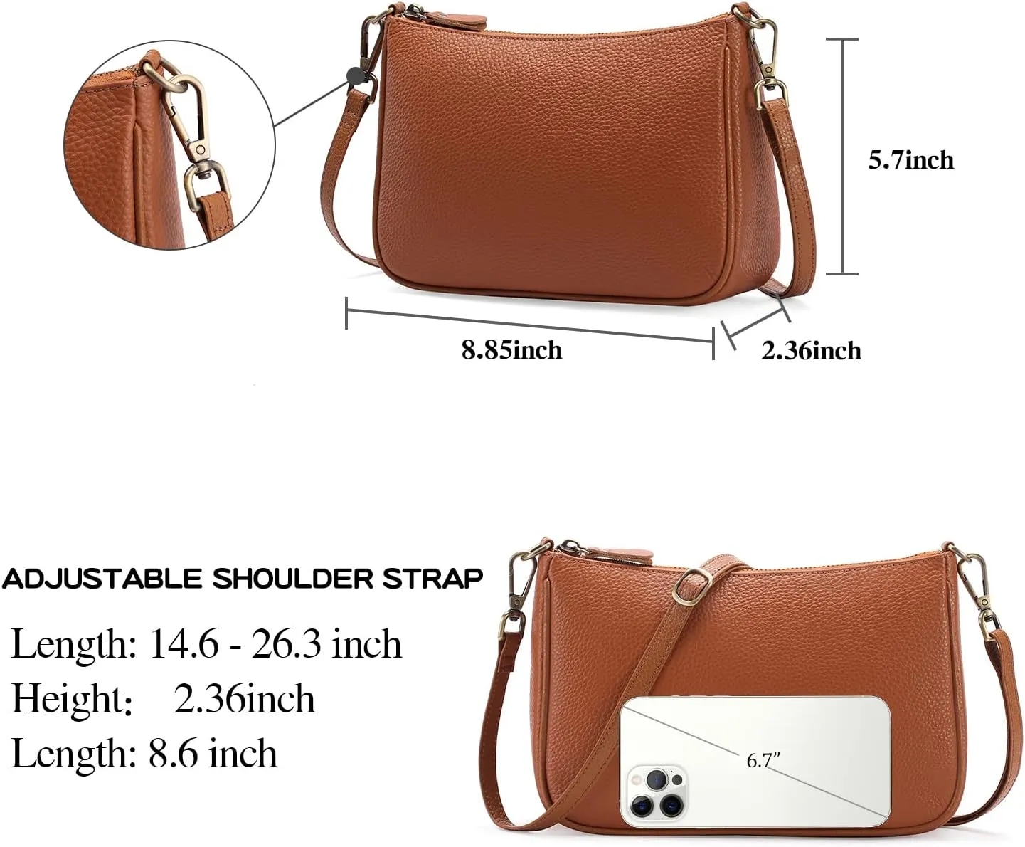SENDEFN Sling Bag Crossbody Bags for Women Cross Body Purse Leather Fanny Pack Chest Bag for Travel