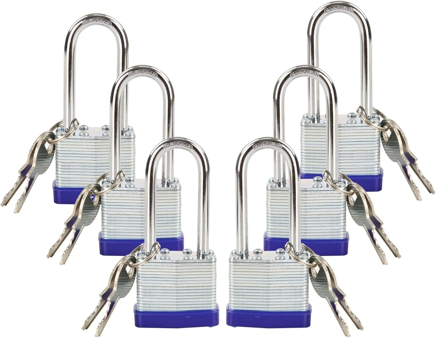 SEPOX® 6 Pcs Pack Keyed-Alike Padlock with Same Key 2Pcs Each Set, Extra Long Shackle, 1-9/16" 40MM Heavy-Duty Laminated Steel Body Rust-Proof, for Outdoor & Indoor Locker,Fence,Gate, Tool-Box, Chain