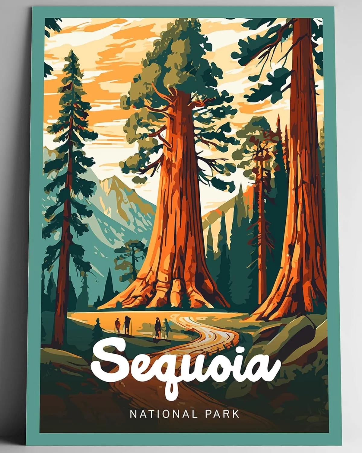 Sequoia National Park Modern Style Travel Poster - 8x10-12x18-18x24-24x36 / 4x6 Postcard Designer Series Art Print USA United States Wall Art California (18x24 Inch Poster)