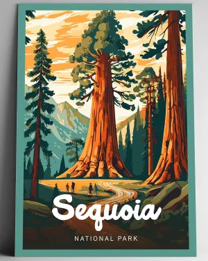 Sequoia National Park Modern Style Travel Poster - 8x10-12x18-18x24-24x36 / 4x6 Postcard Designer Series Art Print USA United States Wall Art California (18x24 Inch Poster)