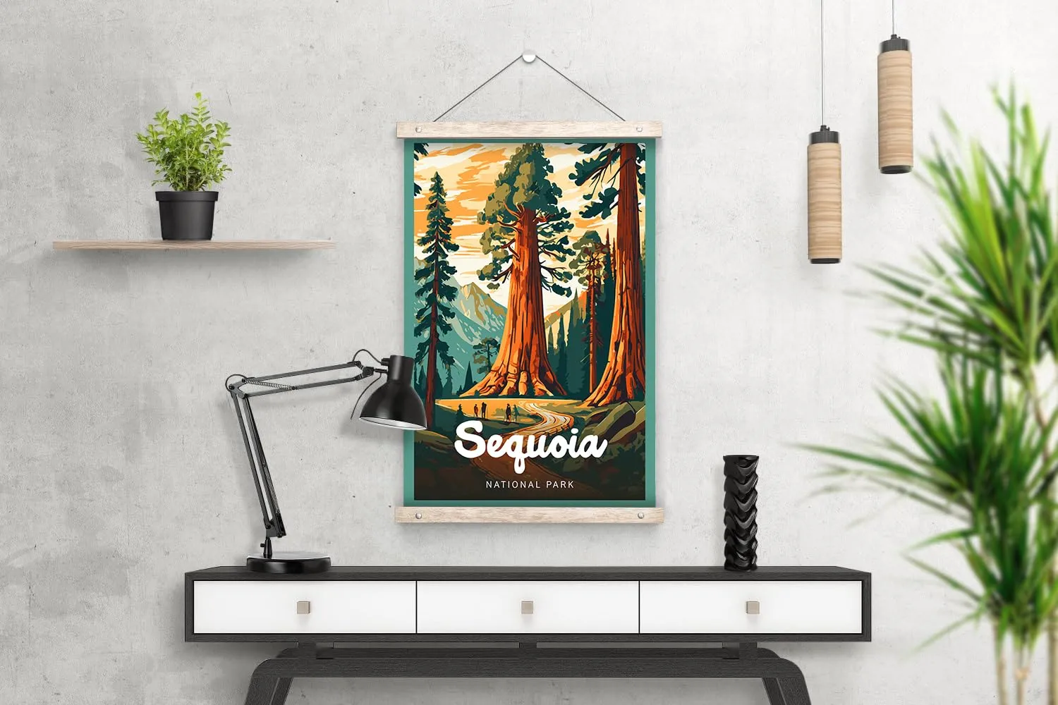 Sequoia National Park Modern Style Travel Poster - 8x10-12x18-18x24-24x36 / 4x6 Postcard Designer Series Art Print USA United States Wall Art California (18x24 Inch Poster)