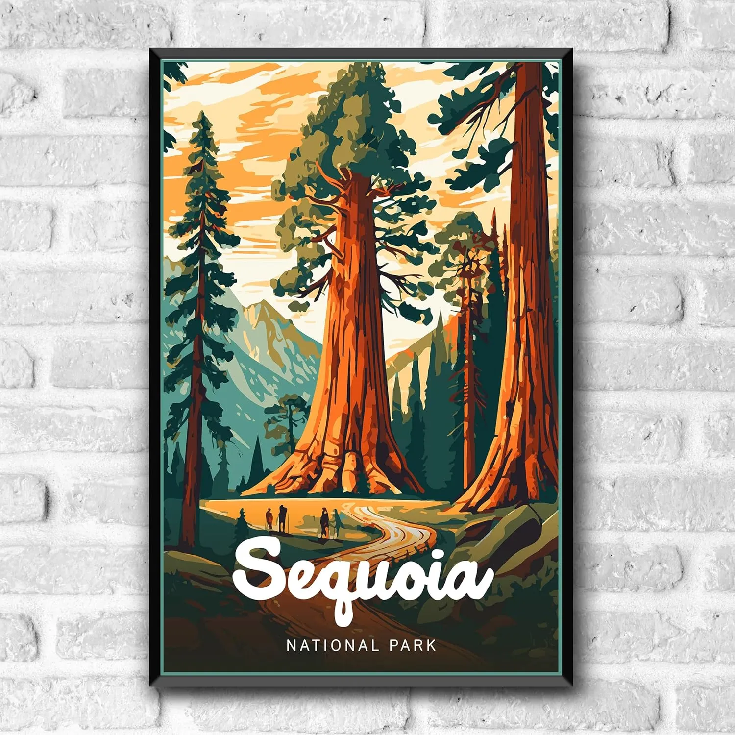 Sequoia National Park Modern Style Travel Poster - 8x10-12x18-18x24-24x36 / 4x6 Postcard Designer Series Art Print USA United States Wall Art California (18x24 Inch Poster)