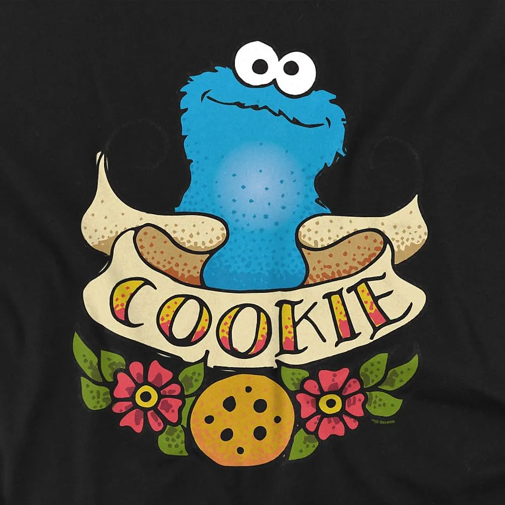 Sesame Street Cookie Monster Cookies Tattoo Unisex Adult T Shirt