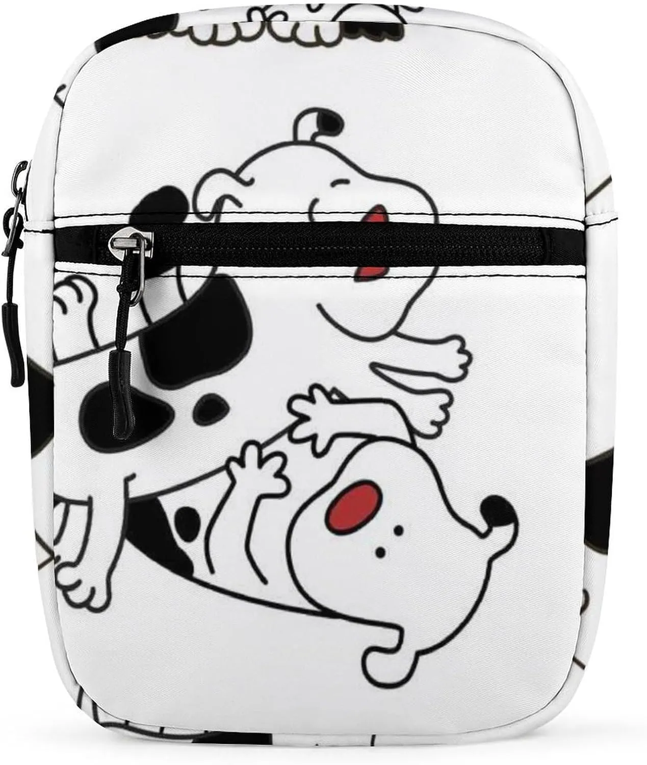 Set of Cartoon Cow Dogs Do Different Actions on White Adjustable Fanny Waist Pack Pouch, Waterproof Crossbody Runners Bag Wallet for Gym Hiking Fitness Women Men 6.1 x 2.2 x 7.9 inch