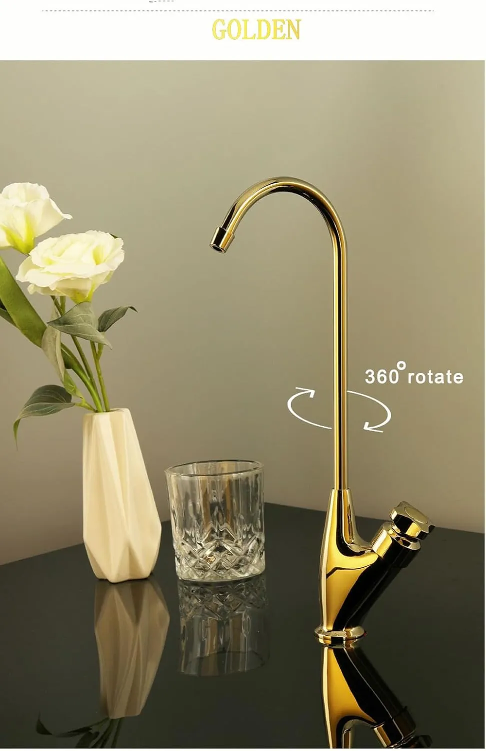 Shiny Polished Golden Kitchen Purifier Faucet Gold Filter Water Drinking Tap, Shiny Golden 2,Include:1*Faucet
