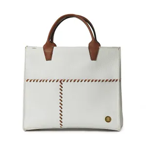 Sienna Mini –  White Brown Handle Tote