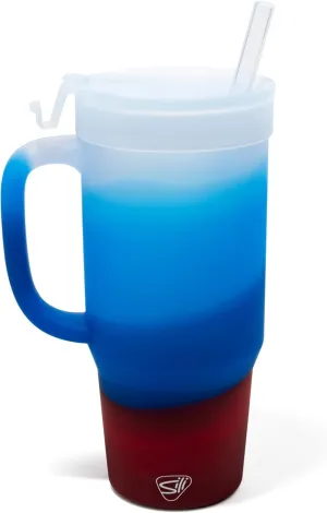 Silipint: Humbler 32oz - Americana - Silicone Handled Tumbler w/Lid & Straw, Unbreakable Cup, Hot/Cold Drinks, Dishwasher-Microwave-Freezer-Oven Safe