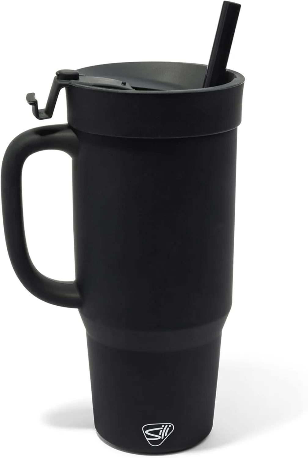 Silipint: Humbler 32oz - Classic Black - Silicone Handled Tumbler w/Lid & Straw, Unbreakable, Hot/Cold Drinks, Dishwasher-Microwave-Freezer-Oven Safe